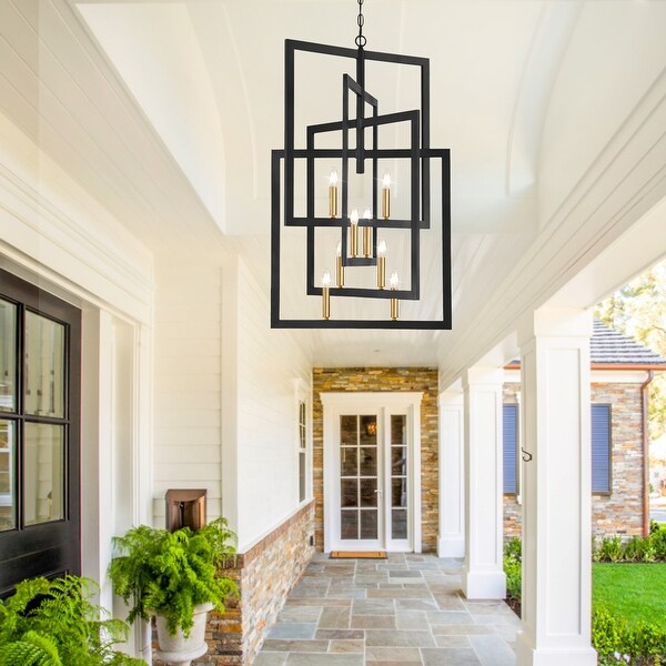Black metal rectangle chandelier top