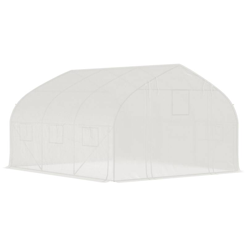 Outsunny 11.5' x 10' x 6.5' Walk-in Tunnel Greenhouse with Zippered Mesh Door, 7 Mesh Windows & Roll-up Sidewalls