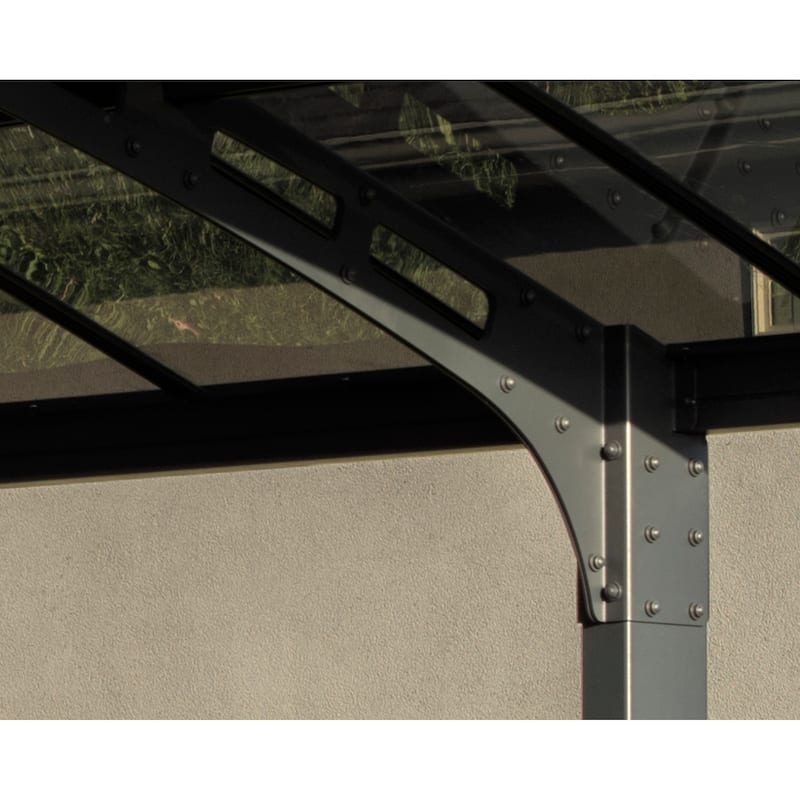 Arizona Breeze 10 ft. x 16 ft. Gray Single Slope Cantilever Carport with Solid Roof Panels - 10 ft. x 16 ft