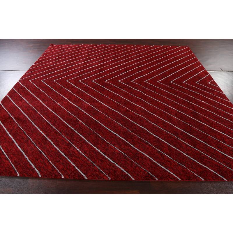 Red Chevron Style Transitional Oriental Turkish Rug Modern Carpet