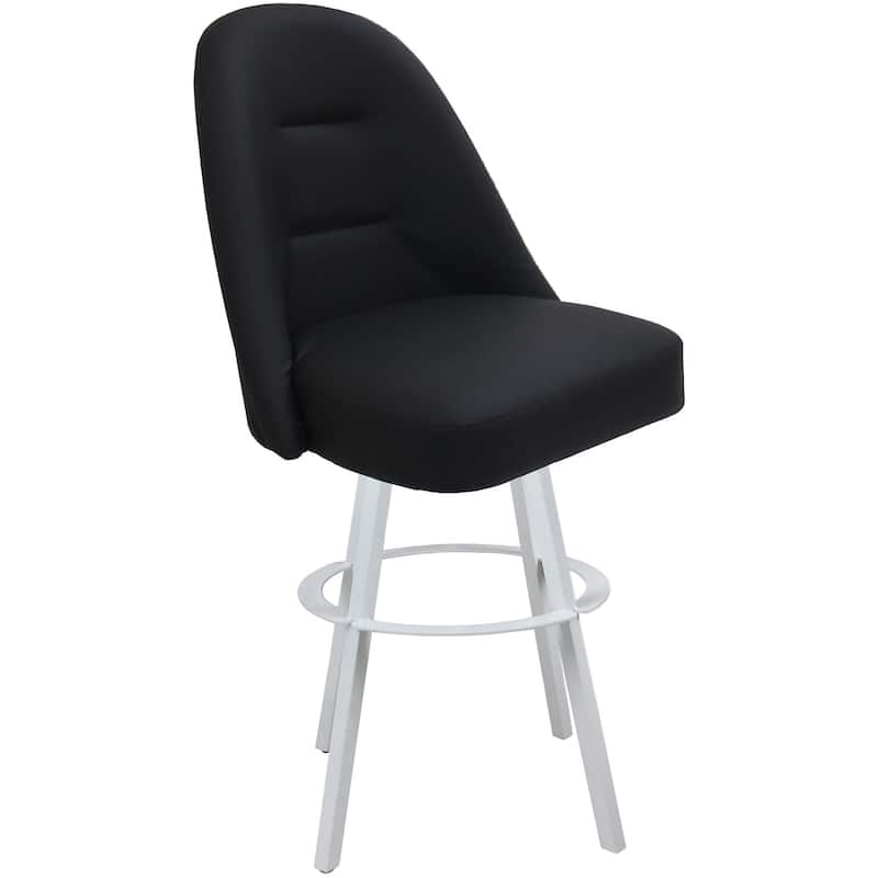 Swivel Counter Bar or Extra Tall Metal Bar Stool - M-235 Warren Base - N/A - Black Vinyl - White - Counter Height