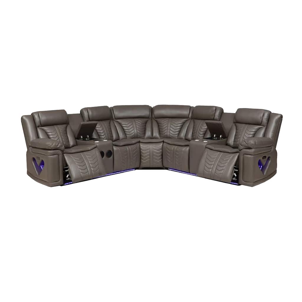 Rigel Premium Power Reclining Faux Leather Sectional Sofa with Bluetooth Speakers