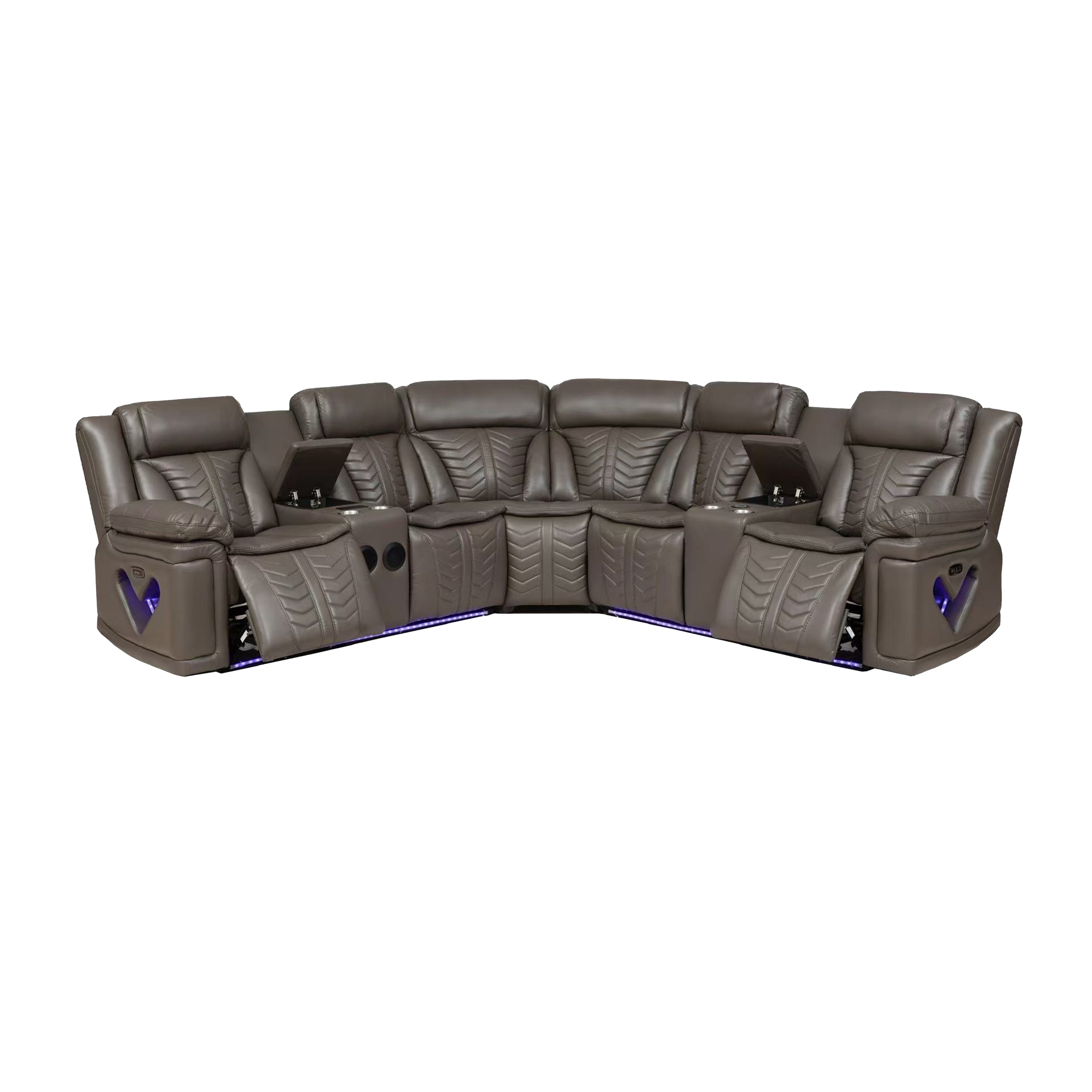 Rigel Premium Power Reclining Faux Leather Sectional Sofa with Bluetooth Speakers