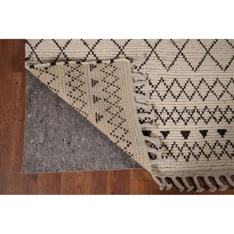 All-Over Abstract Moroccan Oriental Rug Hand-Knotted Wool Carpet - 7'8"x 10'7"