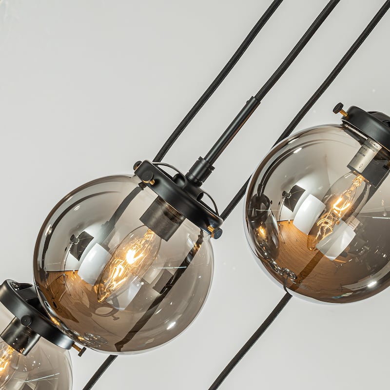 CraftHome 5-Lights Modern Staircase Globe Bubble Glass Linear Chandelier