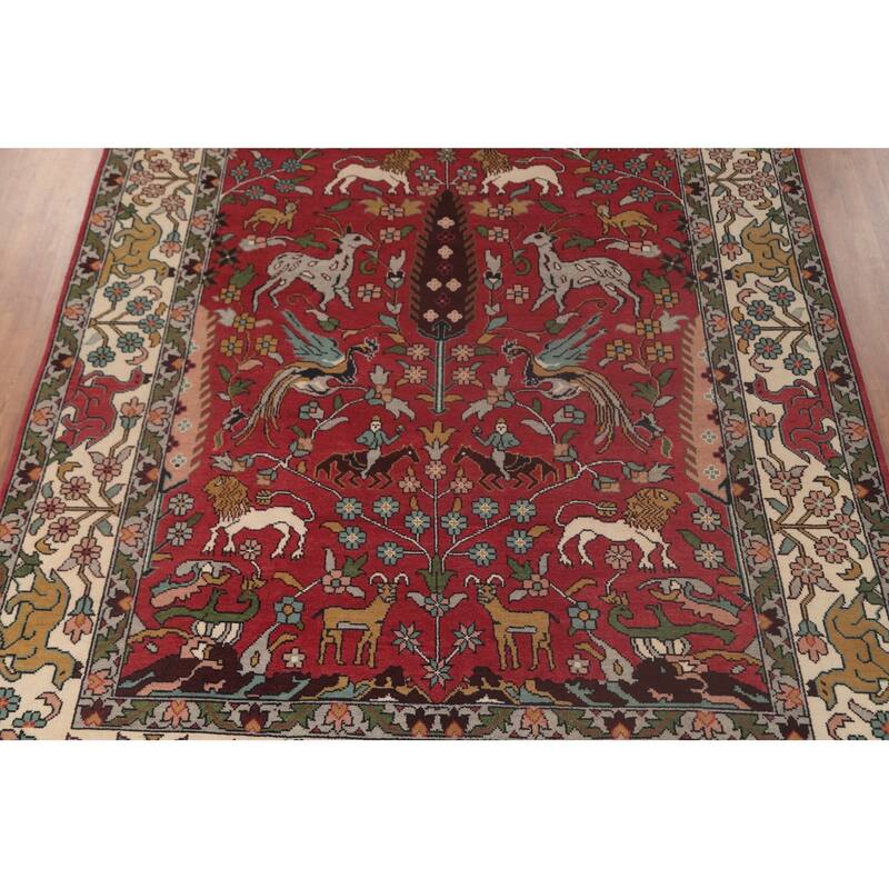 Animals Design Ziegler Area Rug Handmade Oriental Wool Carpet - 9'0"x 11'10"