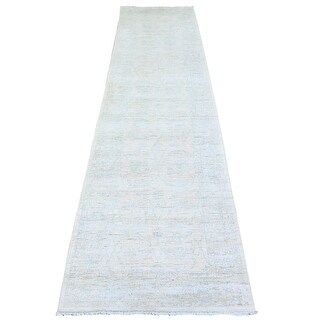 Shahbanu Rugs Daisy White Washed Out Peshawar with Soft Colors Natural ...