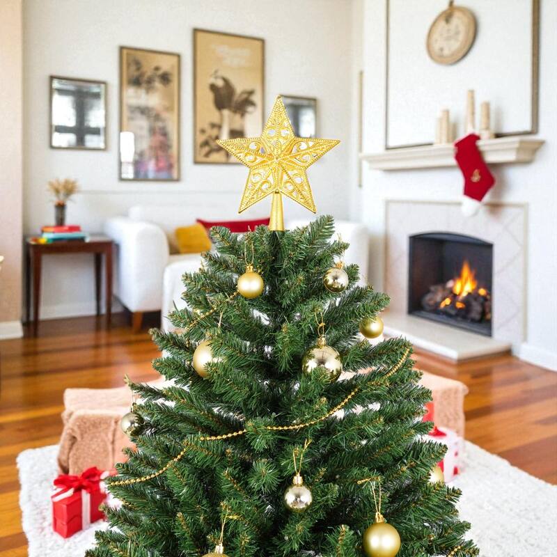 7.5FT Pre-Lit Artificial Christmas Tree with 550 LED Lights, 1350 Tips, Hinged PVC Design and Metal Stand