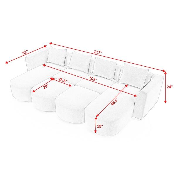 U Shape Sectional Sofa including Two Single Seat, Two Chaises and Two
