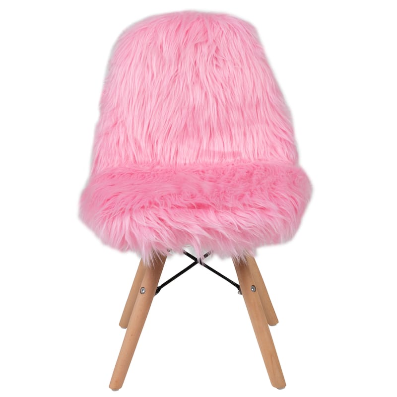 Kids Shaggy Dog Accent Chair - Desk Chair - Playroom Chair - 14"W x 14"D x 23.5"H