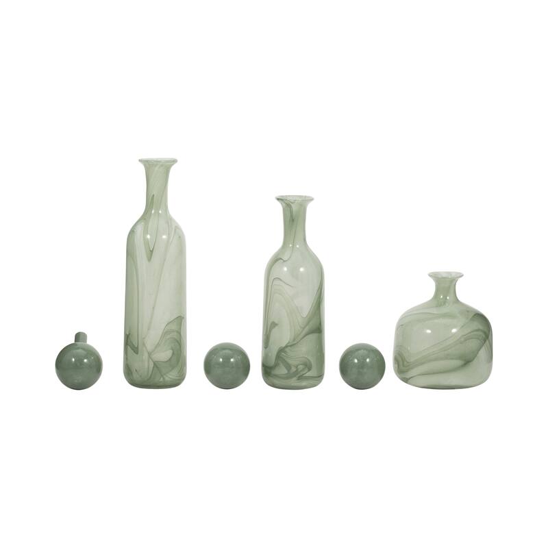 Sagebrook Home Modern Glass Vases with Artistic Swirl Design, Elegant Decorative Accent Set of 3