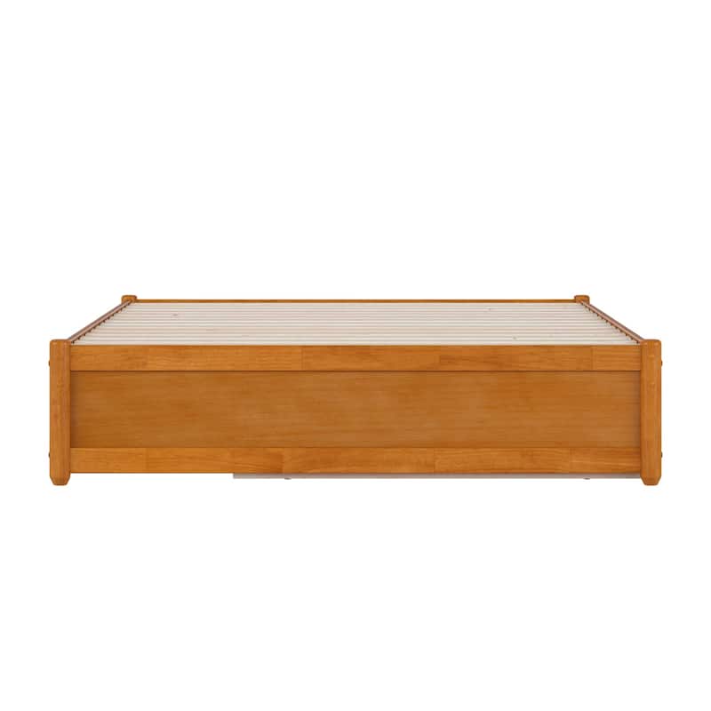 Full Panel Bed w/ Twin Trundle - Easy Glide, Strong Support - Light Toffee Finish