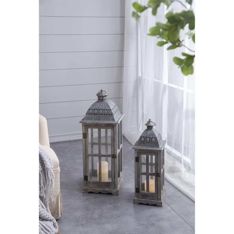 Hurricane Lantern Holder Decor - Gray
