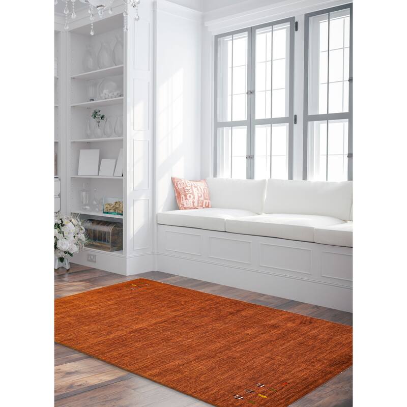 ECARPETGALLERY Hand Loomed Kashkuli Gabbeh Dark Copper Wool Rug - 4'8 x 7'11