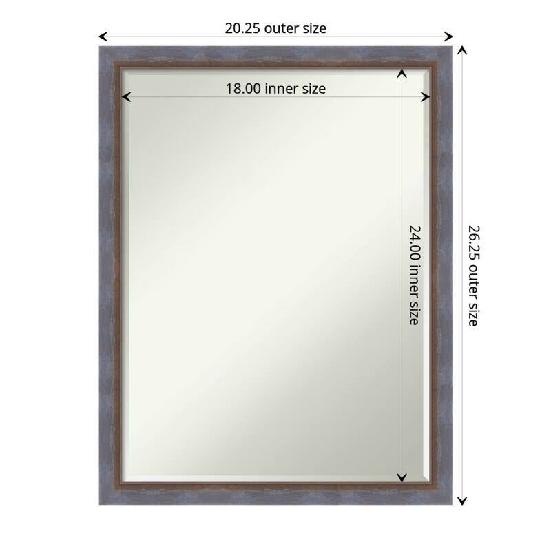 Two Tone Half-Inch-Bevel Wood Framed Bathroom Vanity Wall Mirror - Glass Size 18x24 - Two Tone Blue Copper