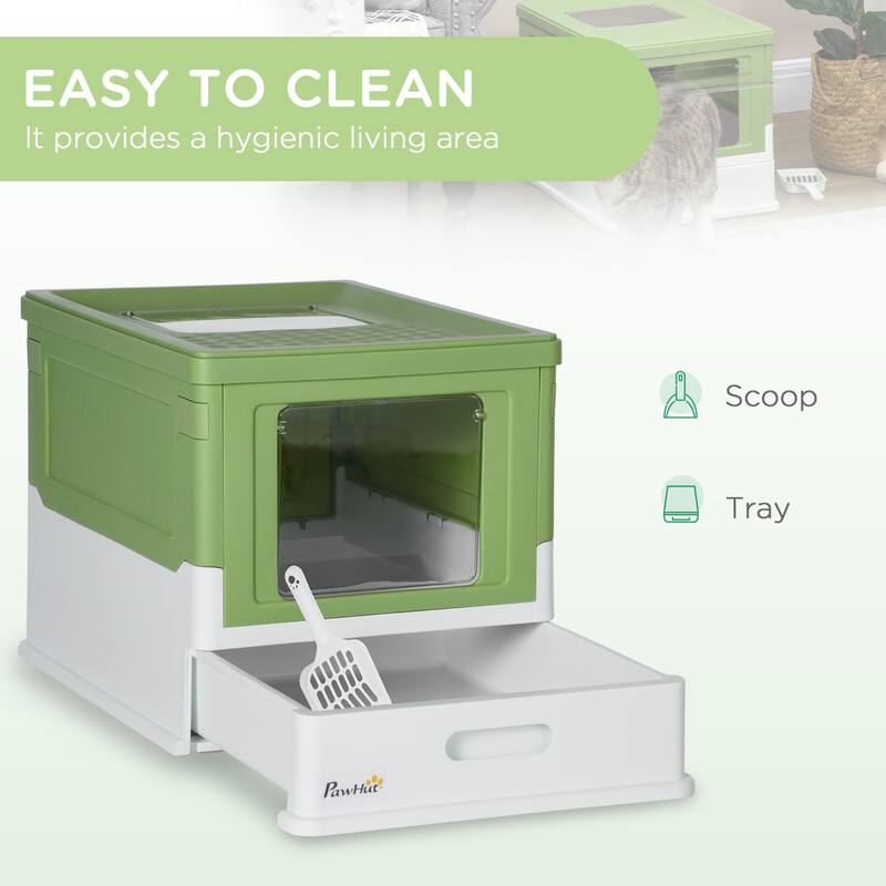 PawHut Fully Enclosed Cat Litter Box with Scoop