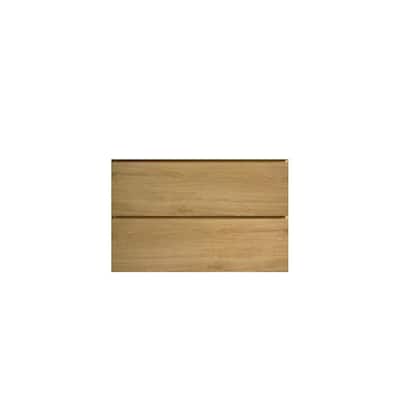 Modern Bathroom Vanity with 2 Spacious Drawers, Handle-Free Design, and Natural Oak Finish - 29.7in L