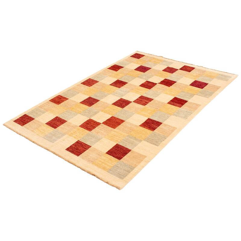 ECARPETGALLERY Hand-knotted Finest Peshawar Ziegler Khaki Wool Rug - 6'7 x 9'8
