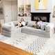 preview thumbnail 54 of 179, Jaxx Unsofa Modular Convertible Sectional Sofa with Fold Out King Sleeper Bed L-Shaped Sectional. - Faux Fur Light Grey