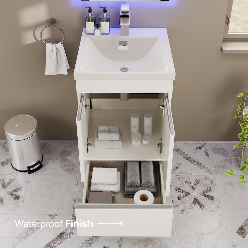 Eviva Petite 24"W x 18"D Bath Vanity with White Porcelain Countertop