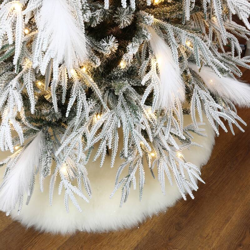 7.5Ft Pre-Lit Hinged Snow Flocked Slender Artificial Christmas Tree - 90" H x 52" Diameter