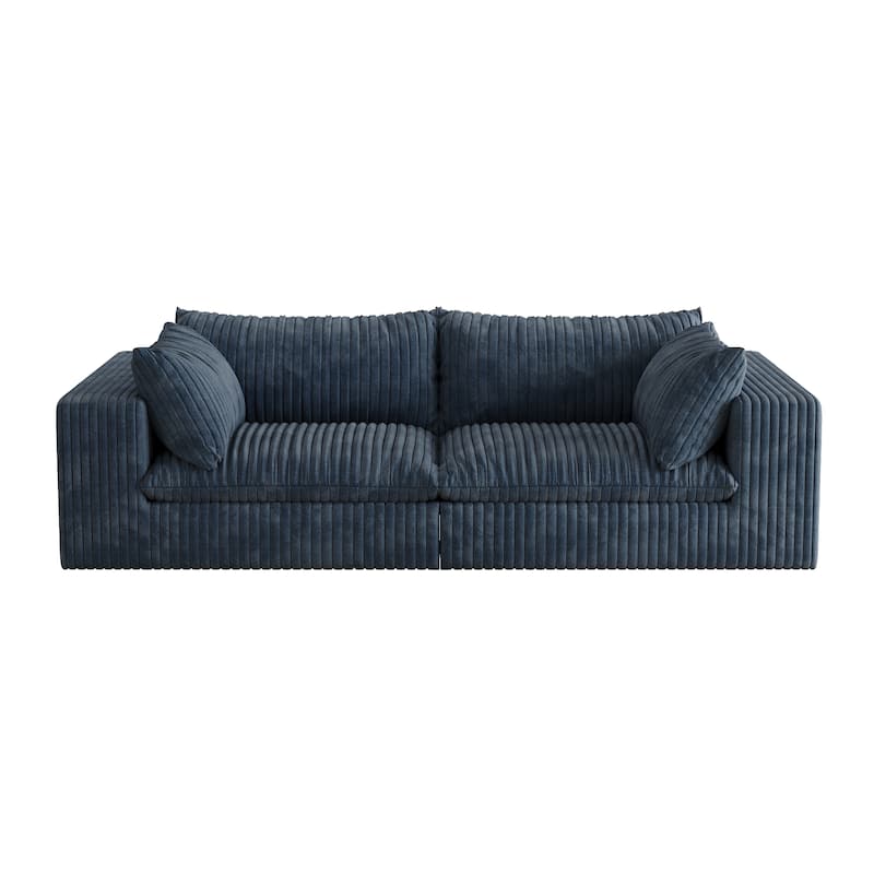 Modern Feather-Filled Cloud 2-Seater Sofa with Removable Cushions and No Wood Frame, for Living Room, Apartment