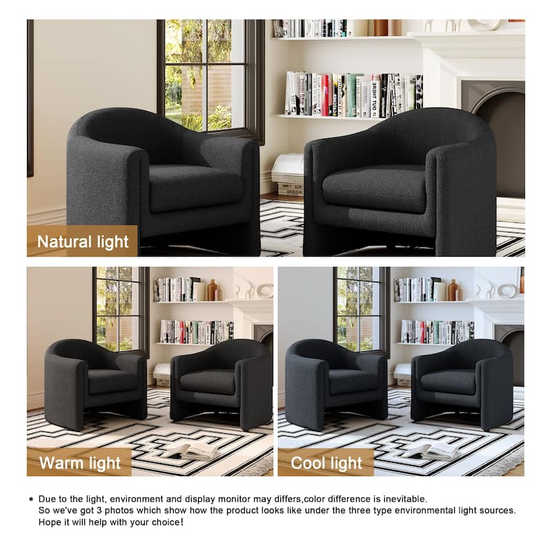 2 Set Modern Upholstered Barrel Accent Chair