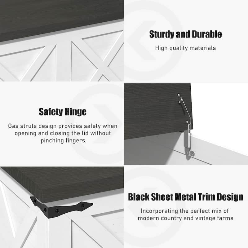 Coffee Table with Large Hidden Storage, Two-Tone Square Wood Center Table, Cocktail Table with Hinged Lift Top