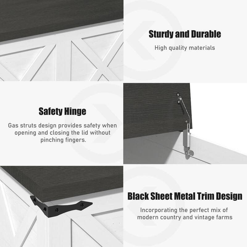 Farmhouse Coffee Table Square Center Table with Barn Door Lift Top and Hidden Storage, for Living Room