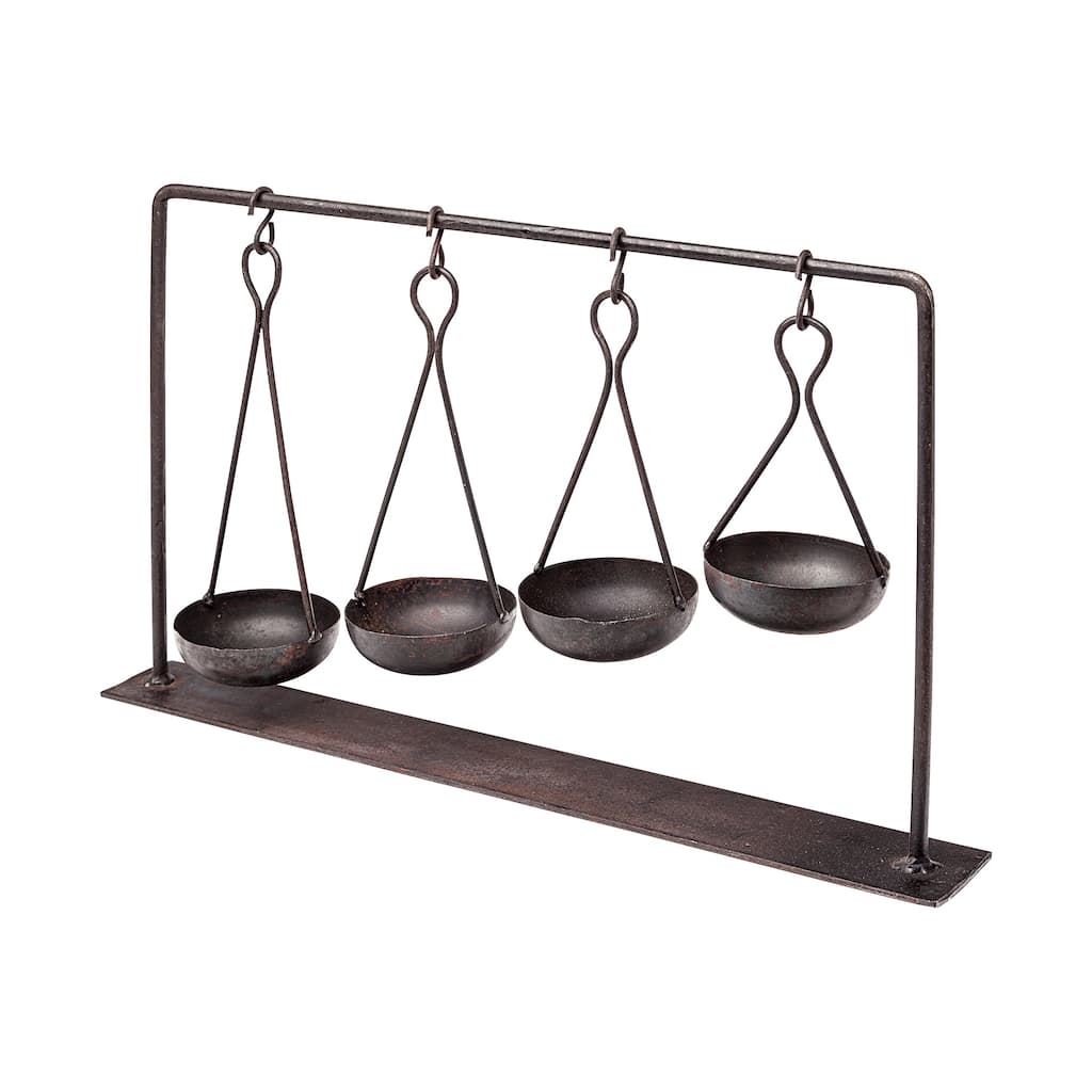 Enos 19L x 3W Black Metal 4 Bowl Ancient Spice Market Decorative Display - 18.5L x 3.0W x 10.5H