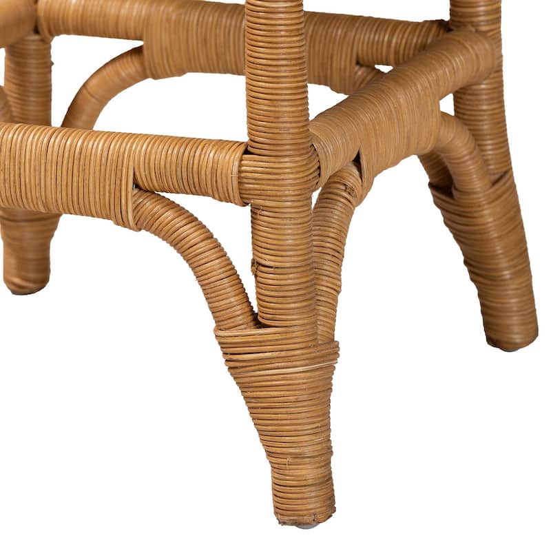 Muy Bohemian Scallop Honey Rattan Counter Stool