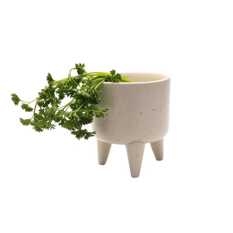 Lg. Ceramic Tripod Bowl Stone/Cream- A - CREAM
