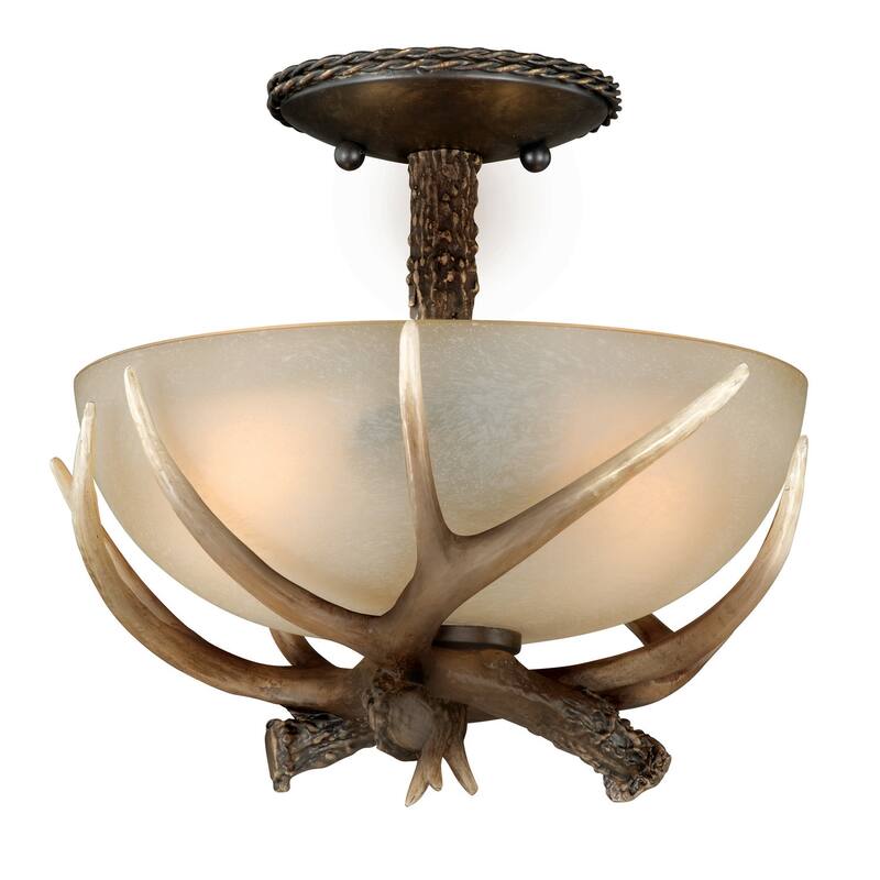 Flush Mount Ceiling Light, Bronze Finish, Cr me Glass Shade, Farmhouse Lighting, 12 Inch Wide - 11