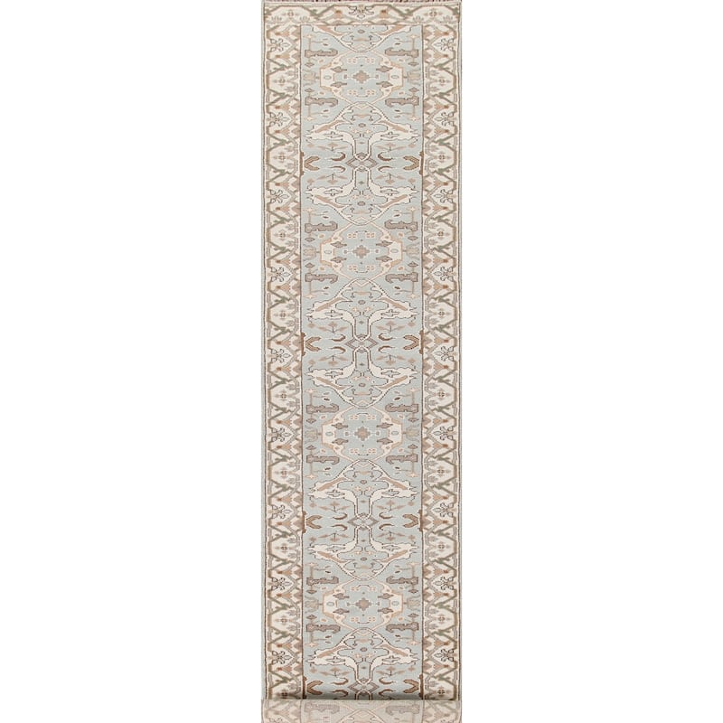 Floral Oushak Oriental Runner Rug Handmade Wool Carpet - 2'7"x 15'8"
