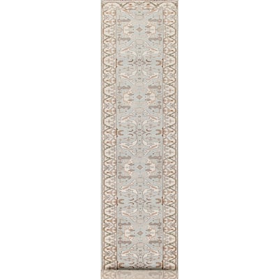 Floral Oushak Oriental Runner Rug Handmade Wool Carpet - 2'7"x 15'8"