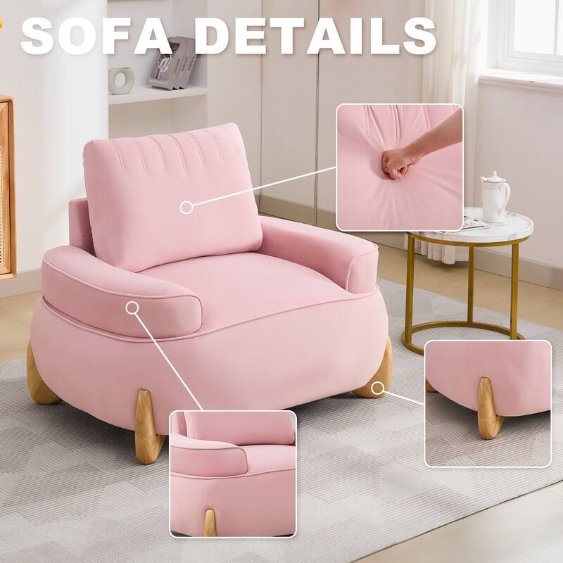 Oversized Velvet Accent Armchair with a Large Removable Ottoman