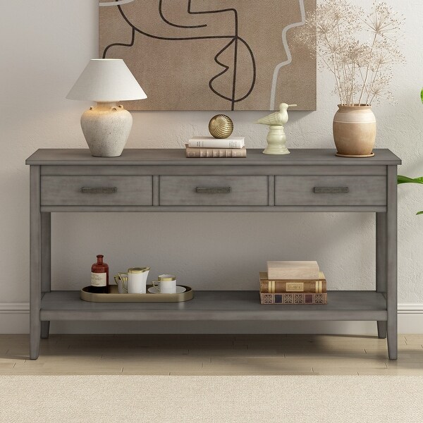 Rustic gray console table discount