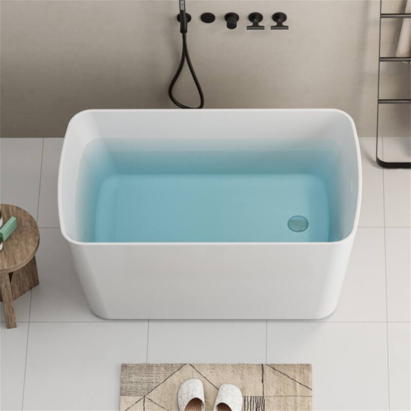 49" Glossy White Square Acrylic Soaking Tub - Gloss White