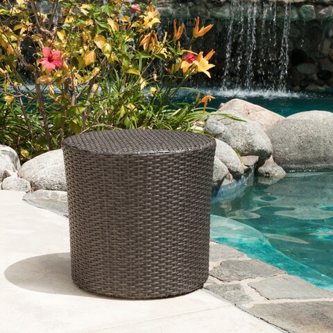 Keaton Wicker Barrel Side Table by Christopher Knight Home