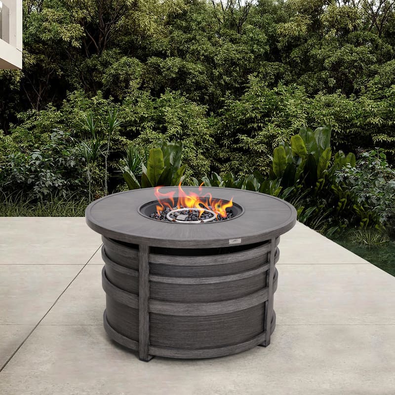 Outdoor 40 Inch Fire Pit Table, 50,000 BTU Propane Fire Pit with Lid - Grey