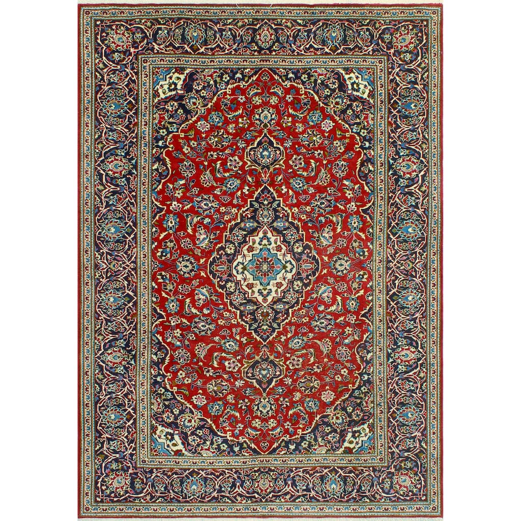 Fine Vintage Distressed Cartland Red/Navy Rug - 6'7" x 9'8"