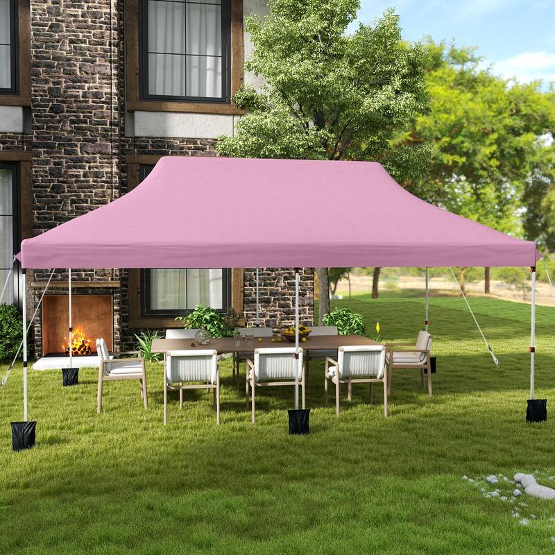 Pop Up Canopy Tent with 6 Sidewalls and Windows for Outdoor Events - 240” x 120” x 116.4”-124.8”
