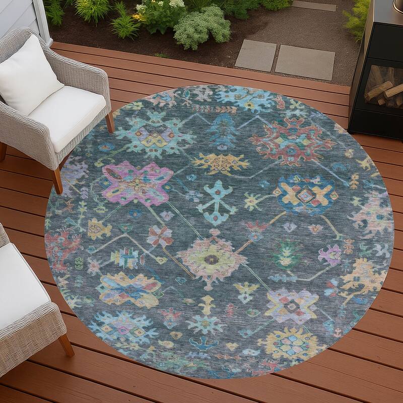 Machine Washable Indoor/ Outdoor Boho Traditional Chantille Rug