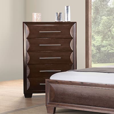 Furniture of America Chase Modern Rounded Wood 5-Drawer Chest