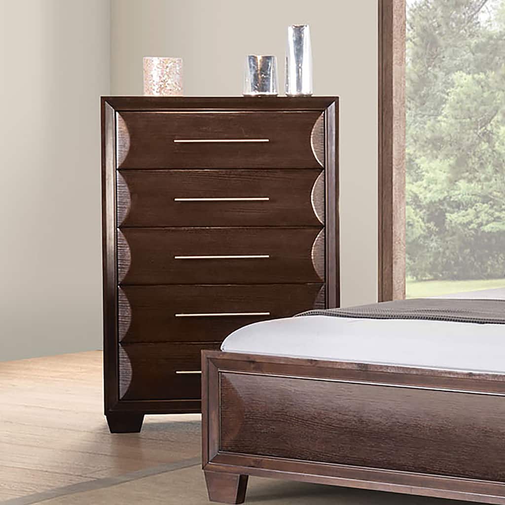 Furniture of America Chase Modern Rounded Wood 5-Drawer Chest