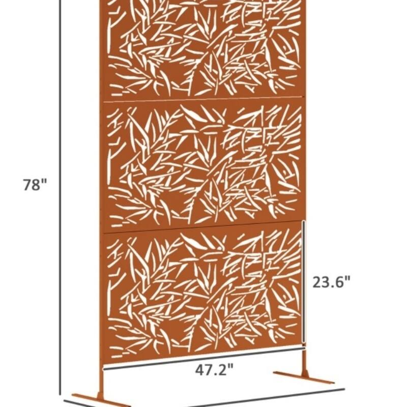 Steel Outdoor Garden Privacy Screen with Trellis and 3 Panels - 48" L x 17.7" W x 78" H