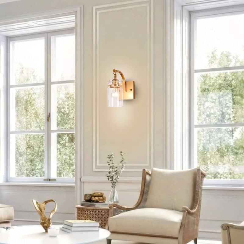 Anastasia Single Light Clear Glass Jar Shade Wall Sconce