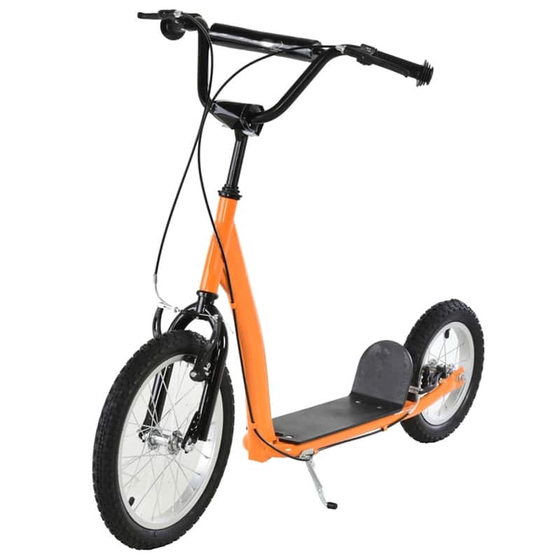 Adjustable Height Balance Training Scooter with Soft Grip Handlebar and Sturdy Rubber Wheels for Kids - Orange