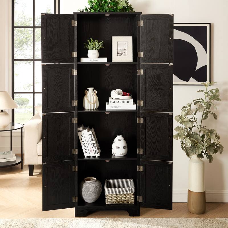 Tall Storage Cabinet Pantry Cabinet with 8 Doors, Corner Cabinet Side Cabinet Hallway Cabinet for Kitchen