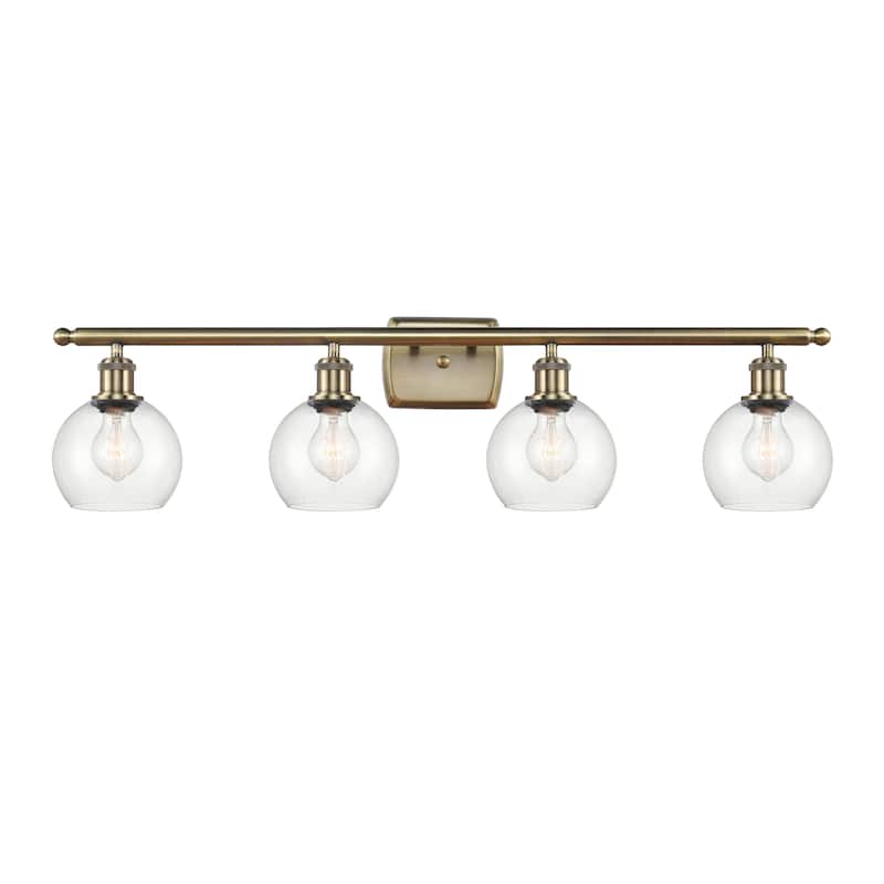 Innovations Lighting Athens - 4 Light 36" Bath Vanity Light - 6" Shade - Clear/Antique Brass Finish